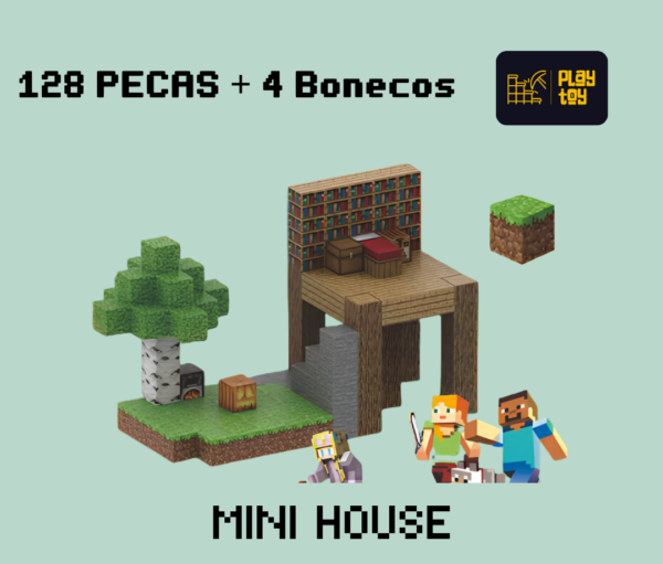 Mini House Minecraft ® 128 pecas + 4 Bonecos