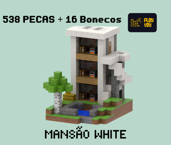 Mansao White Minecraft ® 538 pecas + 16 Bonecos